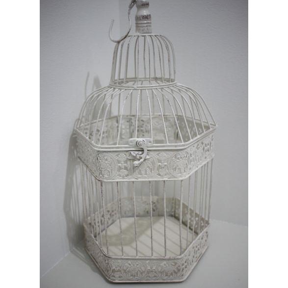 ★アンティークシャビー 大き目アイアンバードゲージヘキサゴン Lサイズ プラントホルダー アンティー...