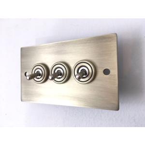 アンティーク3口トグルスイッチカバー◎プレート　レトロオシャレな壁スイッチ♪アメリカン　カントリー　...