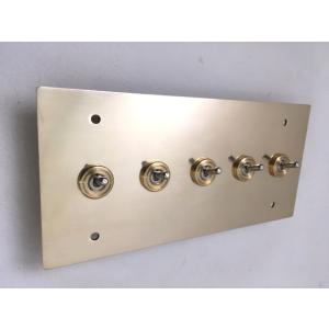 最安値挑戦中★5口トグルスイッチカバー◎プレート5連　真鍮　レトロオシャレな壁スイッチ♪　アンティー...