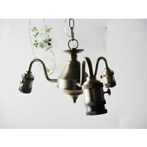 ★インダストリアル工業系3灯シャンデリアペンダントランプ3灯 アンティークブロンズ LED電球対応ア...