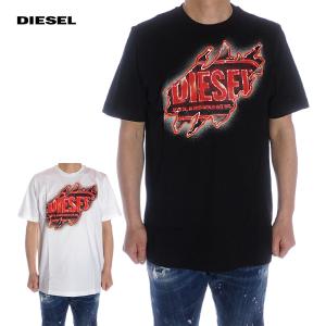 ディーゼル DIESEL Tシャツ 半袖 メンズ ホワイト ブラック A09754 0AAXJ