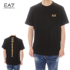 エンポリオ・アルマーニ  EMPORIO ARMANI EA7 半袖Tシャツ メンズ ブラック×ゴールド 8NPT18 PJ02Z 0208｜selecty