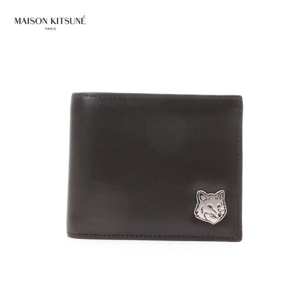 メゾン キツネ MAISON KITSUNE 二つ折り財布  ブラック MM05344LC0043 ...