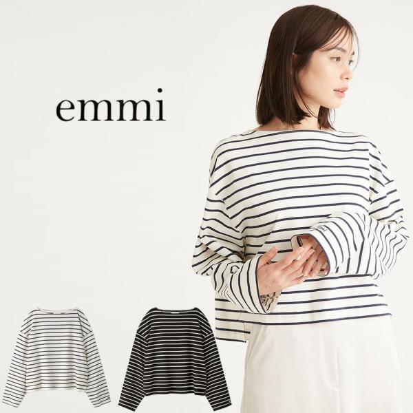 SALE50%OFF emmi atelier エミ アトリエ eco ボーダーロングスリーブTシャ...