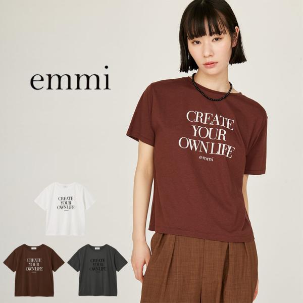 SALE50%OFF エミ アトリエ フロッキーロゴTシャツ 13wct252046 レディース ハ...