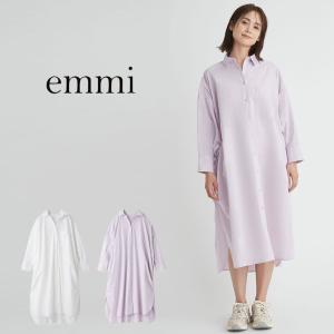 エミ アトリエ emmi atelier ビックシャツワンピース 13wfo241059 レディース ドレス コットンナイロン 素材ロング丈 ビックシルエット｜selectzakkamu