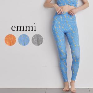 新品　emmi yogaエミヨガ　フラワーレギンス　花柄　ブルー エミ emmi emmi yoga オリジナルフラワー柄レギンス レディース