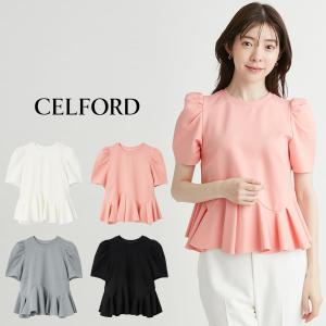 セルフォード アシンメトリーソフトポンチトップス cwct252058 レディース トップス ペプラム アシンメトリー 半袖 CELFORD｜selectzakkamu