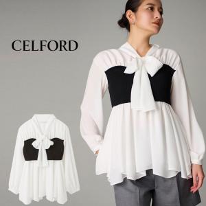 SALE10%OFF セルフォード ニットビスチェドッキングブラウス cwfb251101 レディース トップス チュニック ボウタイリボン CELFORD｜selectzakkamu