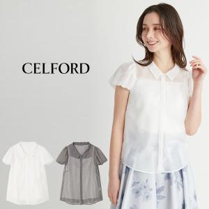 セルフォード 襟付きキャップスリーブブラウス cwfb252047 レディース 透け感 トップス 半袖 CELFORD｜selectzakkamu