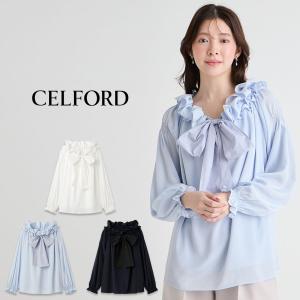 SALE40%OFF セルフォード 洗える ビッグリボンスモックブラウス cwfb261098 レディース トップス 前後着用可 オフショル CELFORD