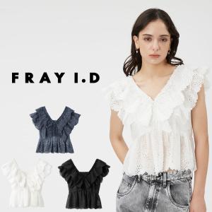 FRAY I.D フレイアイディー カットワークフリルペプラムブラウス fwfb242074 レディース トップス 刺繍 肌見せ｜selectzakkamu