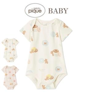 ジェラートピケ ベビー BABY ドーナツベア柄ボディスーツ ロンパース pbco252454 ジェラピケ 出産祝い 赤ちゃん ルームウェア 部屋着 パジャマ｜selectzakkamu