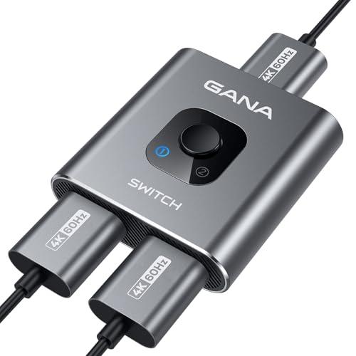 HDMI切替器 4k@60hz HDMI分配器、GANA双方向 hdmiセレクター 1入力2出力/2...