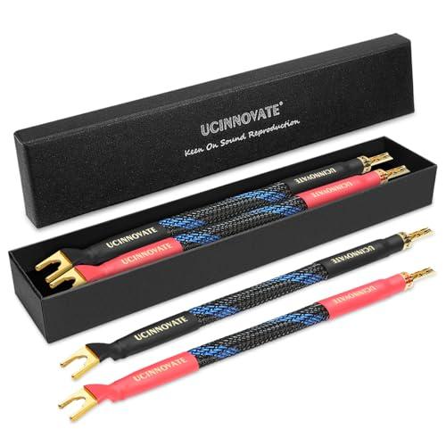 【UCINNOVATE】 4本 スピーカー ジャンパーケーブル HIFI スピーカーケーブル 24k...