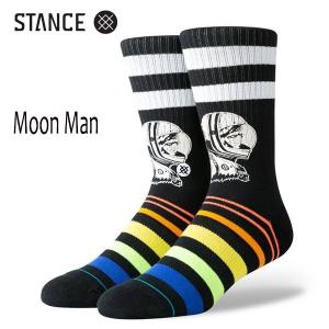 STANCE・スタンス/靴下・ソックス/19FA/THE CLASSIC CREW・MOON MAN/BLK・ブラック/Lサイズ(25.5-29cm)/メンズ/ボーダー/サーフ/スケート｜selfishsurf