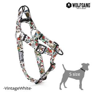 WOLFGANG MAN＆BEAST・ウルフギャング/犬用/ハーネス/VintageWhite HARNESS/Sサイズ/小型犬/スカル/タトゥー/AMERICAN MADE/22｜selfishsurf