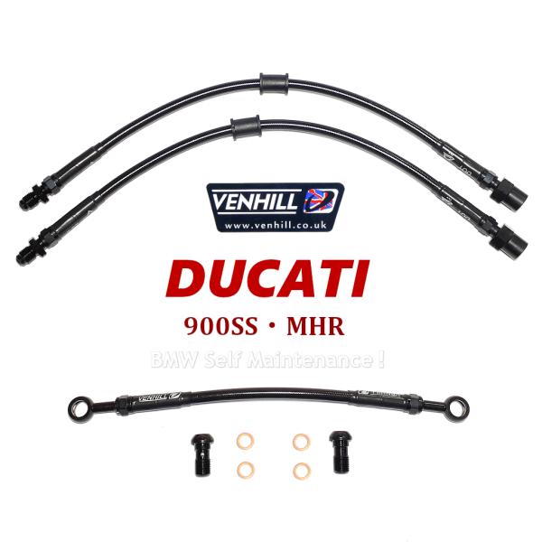 DUCATI 900SS 900MHR 新品 ブレーキホース フロント 英国製 ステンメッシュ VE...