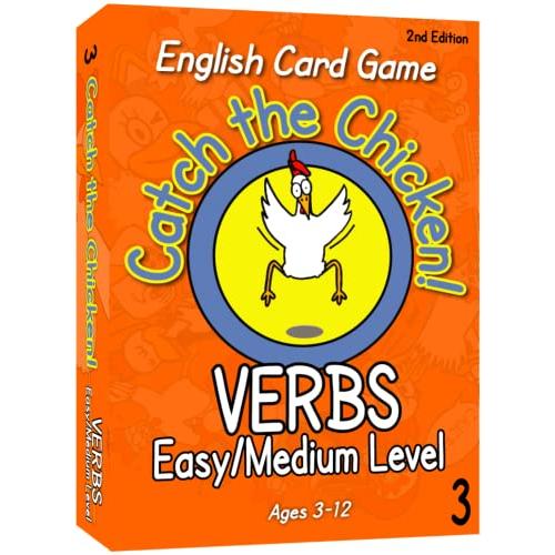 Catch The Chicken English Card Game VERBS Easy/Med...