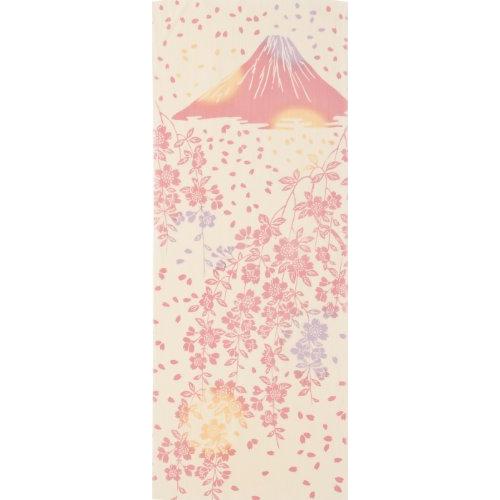 和布華 そそぎ染め(注染)手ぬぐい しだれ桜と富士山 33×90cm TE-156