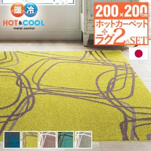 モダンデザインホットカーペットカバー-ピーク 2畳 200x200cm ホットカーペット本体セット 洗える  床暖房対応 在宅ワーク