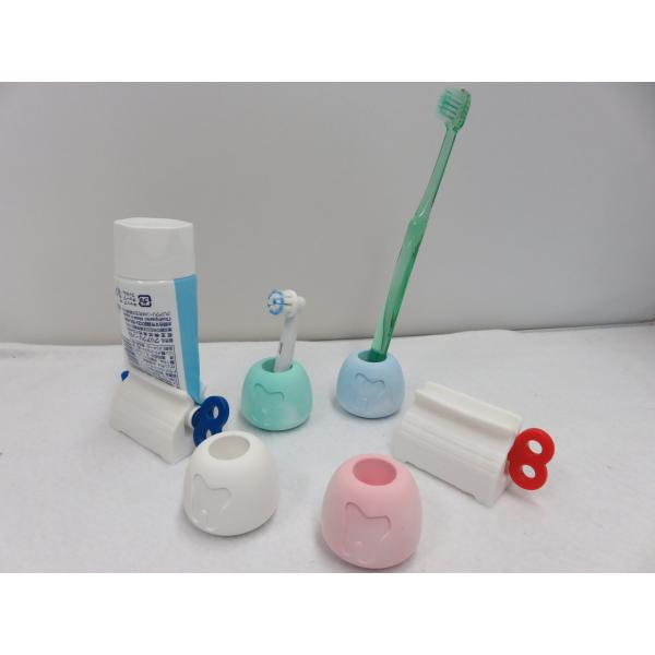 歯ブラシホルダー 4色 珪藻土【アスベスト含有無し 日本で検査済み】 チューブ巻取り器2個 吸水 調...
