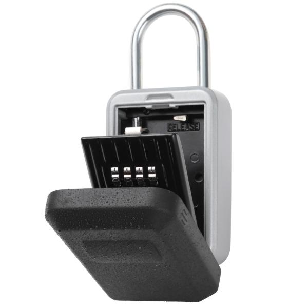 キーボックス 屋外 防水 鍵 収納ボックス ダイヤル式 壁掛け 南京錠 暗証番号 4桁 大容量 ロッ...