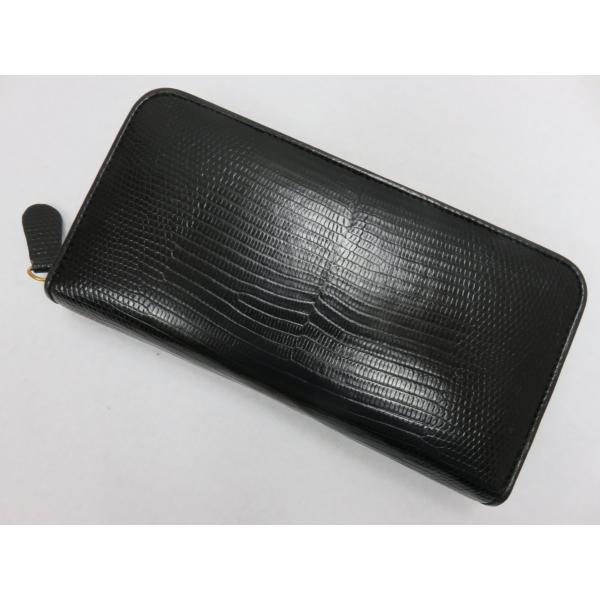 リザード 財布 メンズイタリアンレザー 長財布 ＹＫＫゴールドファスナー ラウンドファスナーウォレッ...
