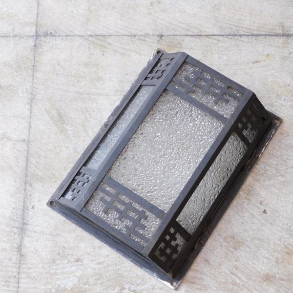 ダイヤガラスに銅製枠・門灯 HK-a-03569 / アンティーク 電傘 ランプシェード 照明 氷コ...