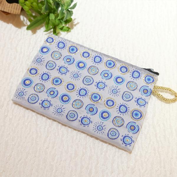 トルコ雑貨　ナザレボンジュク柄　ポーチ　化粧品　文房具　財布　携帯入れ　ハンドメイド　可愛い　キラキ...