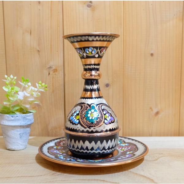 トルコ雑貨　銅製品　壺　インテリア　小物　エキゾチック　飾り物　綺麗　花柄　NO1