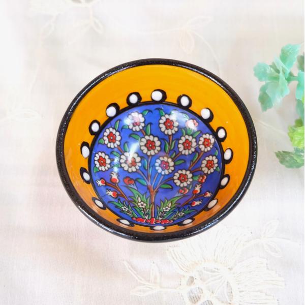 トルコ雑貨　トルコ陶器　キュタフア陶器　鉢物　小皿　豆皿　角皿　ハンドメイド　インテリアNO80