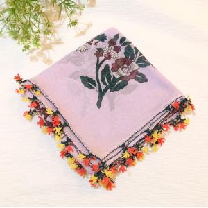 トルコ雑貨で人気 トルコ伝統手芸“OYA(オヤ)”が付いたスカーフ