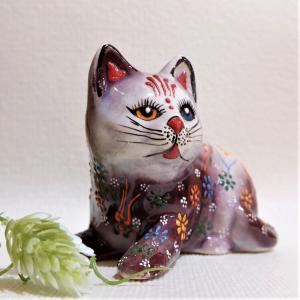 トルコ雑貨 トルコ陶器 キュタフア陶器 動物 猫 手描き 可愛い