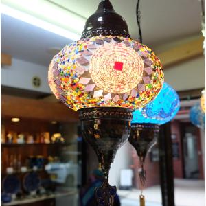 トルコ雑貨 吊り下げ トルコモザイクランプ 綺麗い エキゾチック LED