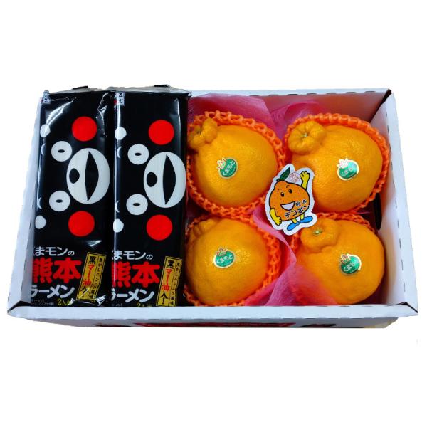 熊本産デコポンとくまモンの熊本ラーメンセット 送料無料 贈り物 ギフト ご贈答用 ご家庭用 お取り寄...
