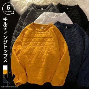 キルティング レディース トップス カットソー tシャツ 長袖 クルーネック 丸首 シルエット プルオーバー シンプルプルオーバー キルティング レディース｜senichi