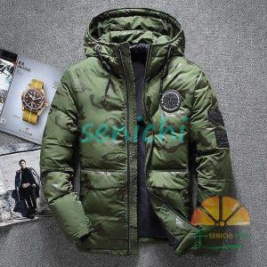 ダウンジャケット メンズ 迷彩柄 ダウン 脱着式フード 撥水性 切り替え