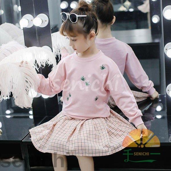 子供服 セットアップ キッズ 女の子 長袖 春秋 上下セット 韓国子供服 ジュニア Tシャツ 丸首 ...