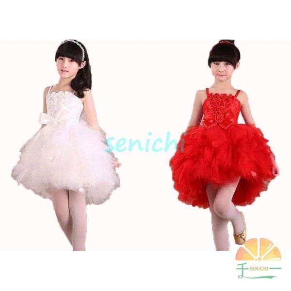 女の子ワンピースチュール/キッズダンス衣装　姫様風　レースシフォンワンピー子供　ステージ衣装 舞台 ...