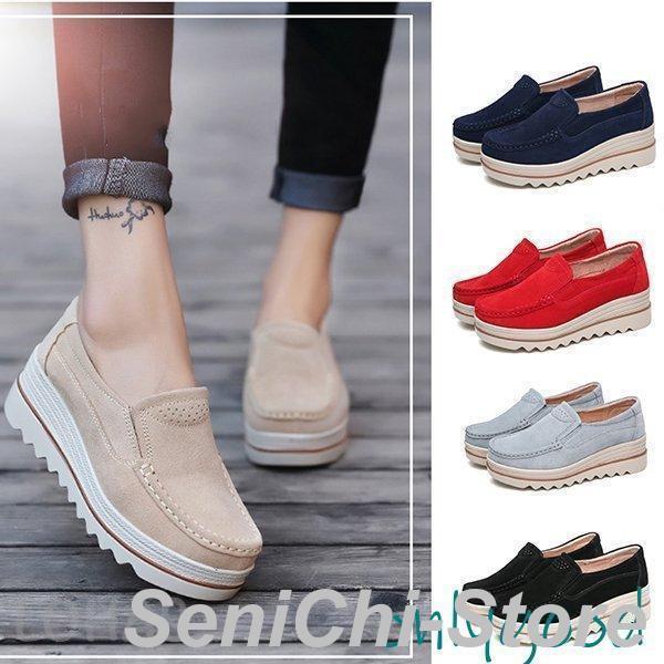 スリッポン レディースシューズ 厚底スニーカー ローファー 看護師 婦人靴 スエード 身長アップ 美...