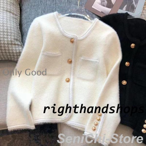 ブレザージャケット レディース ノーカラージャケット  ツイード 長袖 ニット アウター 韓国風 春...