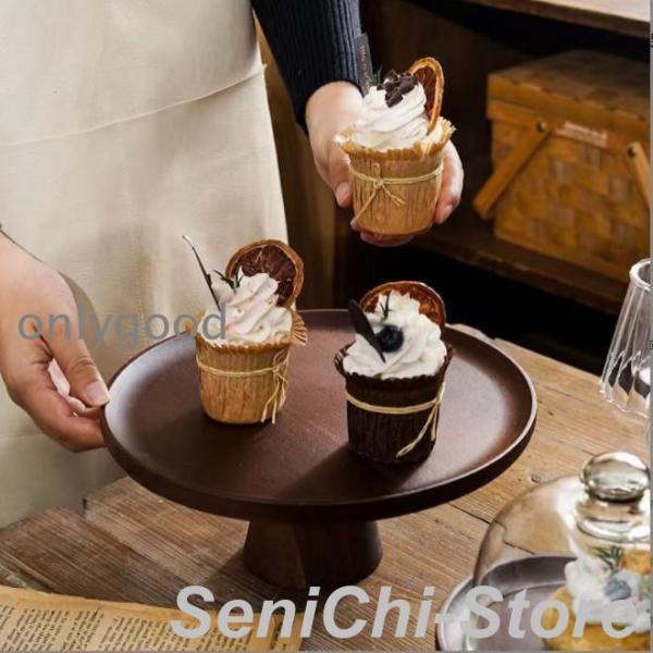 ケーキスタンド 木 直径16.5cm 高さ7.5cm 木製 1段 ケーキ トレー スタンド 台 トレ...