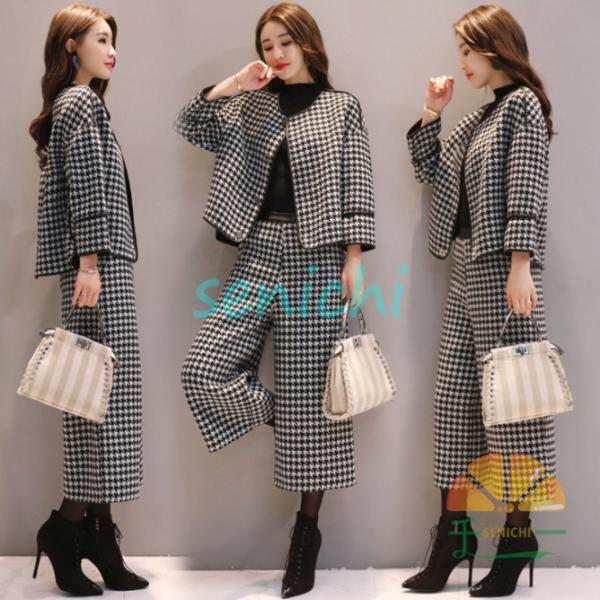 セットアップ レディース スカート 秋冬 2点セット千鳥形春 秋コーデ パンツスーツ レディース ゆ...