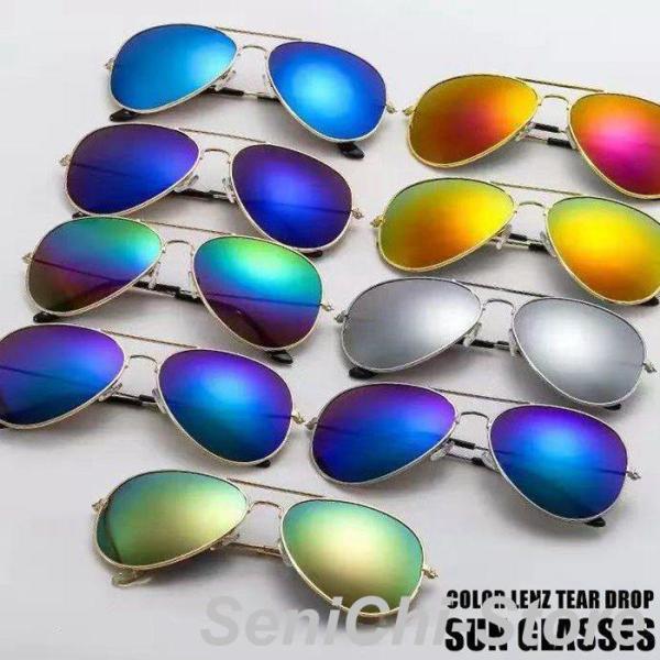 ティアドロップ サングラス ミラーレンズ 紫外線対策 UV400 レインボー