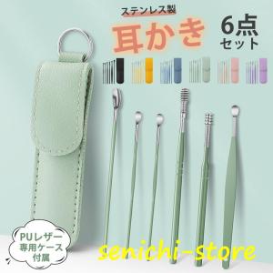 耳かき 6本 セット ケース付属 キーリング付き 耳掃除 コンパクト