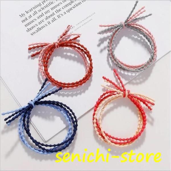 ヘアゴム　４連バイカラーぷくぷくヘアゴム　　  プチプラ　かわいい　大人　お出かけ　アクセ　 20代...