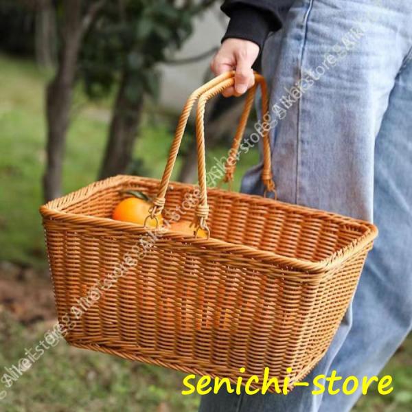 持ち手 ピクニックバスケット かごバッグ ストレージ 買い物かご 市場かご ピクニック バスケット ...