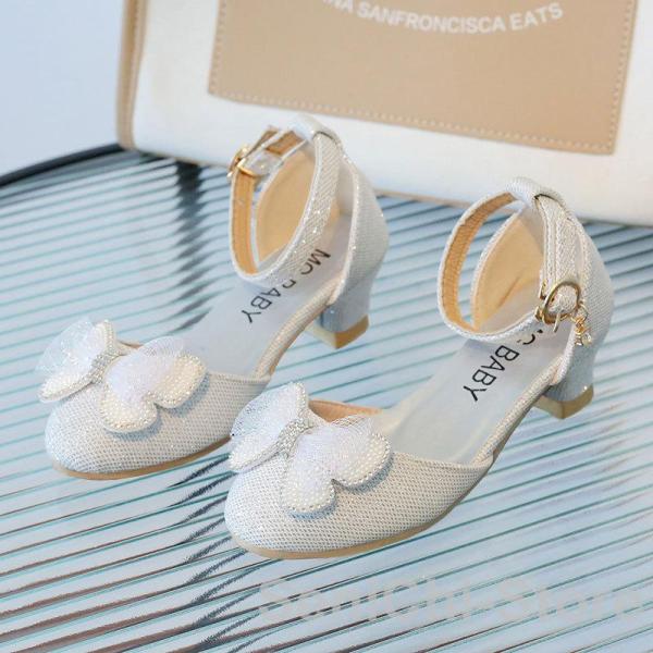 フォーマルシューズ ヒール キッズ リボン 子供 こども 女の子 ガール 発表会 ピアノ発表会 女児...