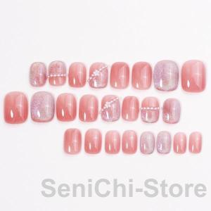 ネイルチップ ショート シール 花柄 パール ...の詳細画像3